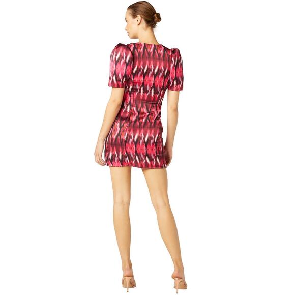 MISA Los Angeles Amina Wrap Chic Satin Ruffle Fuchsia Dress M NWT $357 - Picture 6 of 7